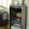 Accent & End Tables-Kirkland's Home Antique Round Rolling Galvanized Accent Table Gray
