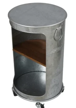 Accent & End Tables-Kirkland's Home Antique Round Rolling Galvanized Accent Table Gray