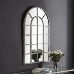 Framed Mirrors-Kirkland's Home Antique Rustic Arch Windowpane Mirror