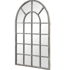 Framed Mirrors-Kirkland's Home Antique Rustic Arch Windowpane Mirror
