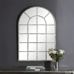 Framed Mirrors-Kirkland's Home Antique Rustic Arch Windowpane Mirror