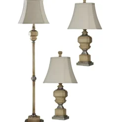 Table Lamps-Kirkland's Home Antique Statue Floor And Table Lamps, Set Of 3 Tan
