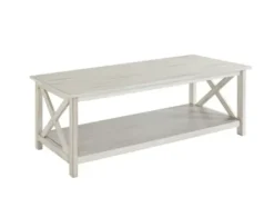 Coffee Tables-Kirkland's Home Antique Washed Wood Coffee Table White