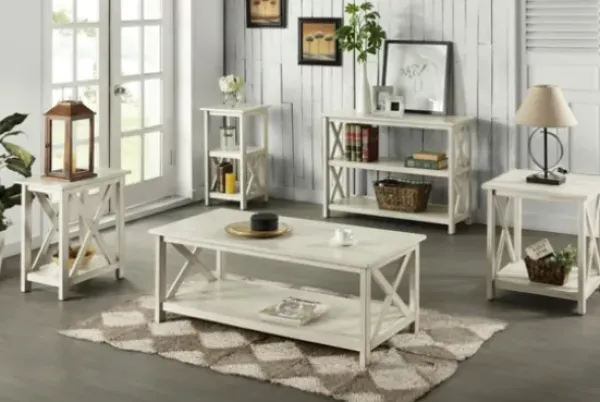 Coffee Tables-Kirkland's Home Antique Washed Wood Coffee Table White