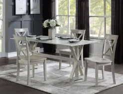 Dining Chairs-Kirkland's Home Antique Washed Wood Dining Chairs, Set Of 2 White