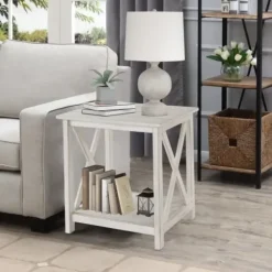 Accent & End Tables-Kirkland's Home Antique Washed Wood Square Side Table White
