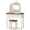 Armoires-Kirkland's Home Antique White And Walnut 2-Pc. Vanity Set