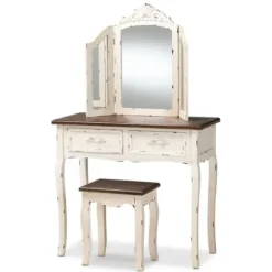 Armoires-Kirkland's Home Antique White And Walnut 2-Pc. Vanity Set