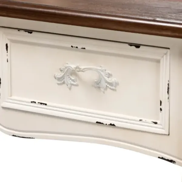 Armoires-Kirkland's Home Antique White And Walnut 2-Pc. Vanity Set