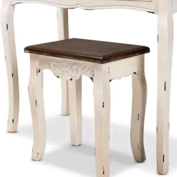 Armoires-Kirkland's Home Antique White And Walnut 2-Pc. Vanity Set