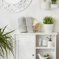 Wall Storage-Kirkland's Home Antique White 2-Pc. Long Wire Basket Set, 11 In.