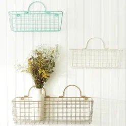 Wall Storage-Kirkland's Home Antique White 2-Pc. Long Wire Basket Set, 17 In.