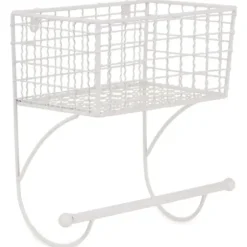 Wall Storage-Kirkland's Home Antique White Wire Basket Towel Rack