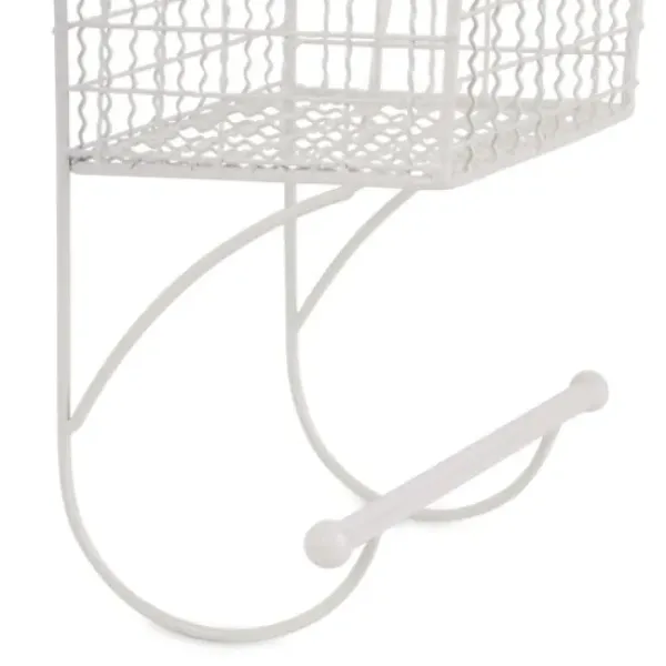 Wall Storage-Kirkland's Home Antique White Wire Basket Towel Rack