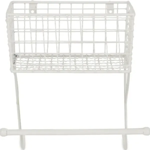 Wall Storage-Kirkland's Home Antique White Wire Basket Towel Rack