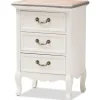 Nightstands-Kirkland's Home Antique Wooden 3-Drawer Nightstand White