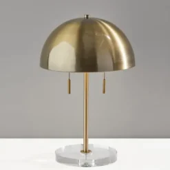 Table Lamps-Kirkland's Home Antiqued Brass Dome Shade Table Lamp Gold
