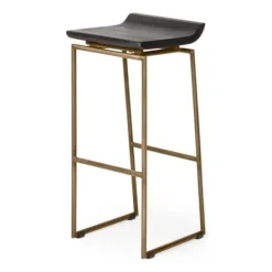 Bar Stools & Counter Height Stools-Kirkland's Home Antiqued Gold Frame Modern Bar Stool Gold/Brown