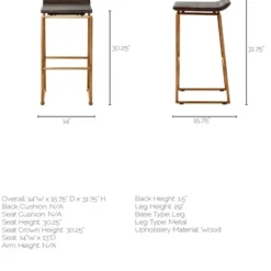 Bar Stools & Counter Height Stools-Kirkland's Home Antiqued Gold Frame Modern Bar Stool Gold/Brown