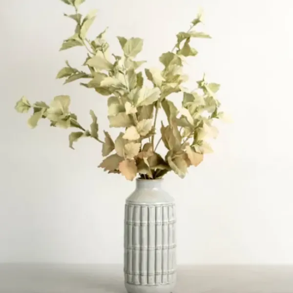 Arrangements & Greenery-Kirkland's Home Antiqued Leaves Arrangement In White Vase Green/White