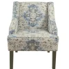 Accent Chairs-Kirkland's Home Antiqued Medallion Swoop Arm Accent Chair Blue
