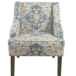 Accent Chairs-Kirkland's Home Antiqued Medallion Swoop Arm Accent Chair Blue