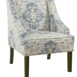 Accent Chairs-Kirkland's Home Antiqued Medallion Swoop Arm Accent Chair Blue