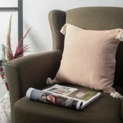 Pillows-Kirkland's Home Apricot Trapeze Organic Cotton Throw Pillow Orange/Ivory