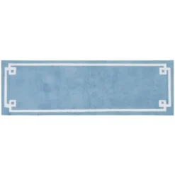 Bathroom Rugs-Kirkland's Home Aqua Geometric Pattern Reversible Bath Mat, 60 In Green/White