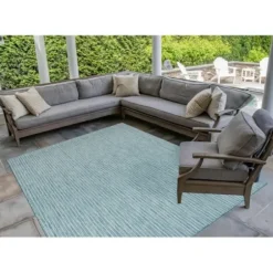 Outdoor Rugs-Kirkland's Home Aqua Intertwine Indoor/Outdoorr Area Rug, 6X9 Blue