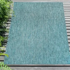 Outdoor Rugs-Kirkland's Home Aqua Intertwine Indoor/Outdoorr Area Rug, 6X9 Blue