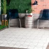 Outdoor Rugs-Kirkland's Home Aqua Moroccan Trellis Outdoor Area Rug, 4X6 Blue/White