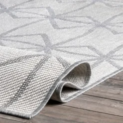 Outdoor Rugs-Kirkland's Home Aqua Moroccan Trellis Outdoor Area Rug, 4X6 Blue/White