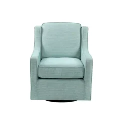 Accent Chairs-Kirkland's Home Aqua Upholstered Swivel Accent Chair Blue