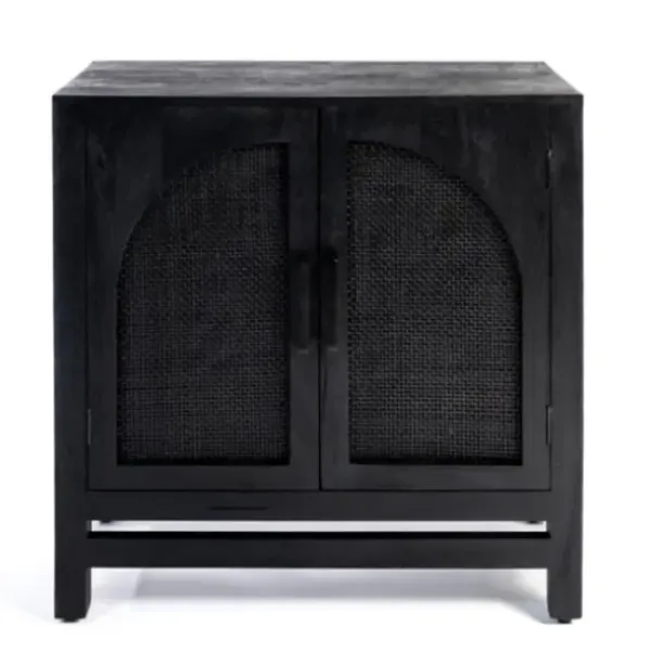 Cabinets & Sideboards-Kirkland's Home Arch Cane And Wood Cabinet Black