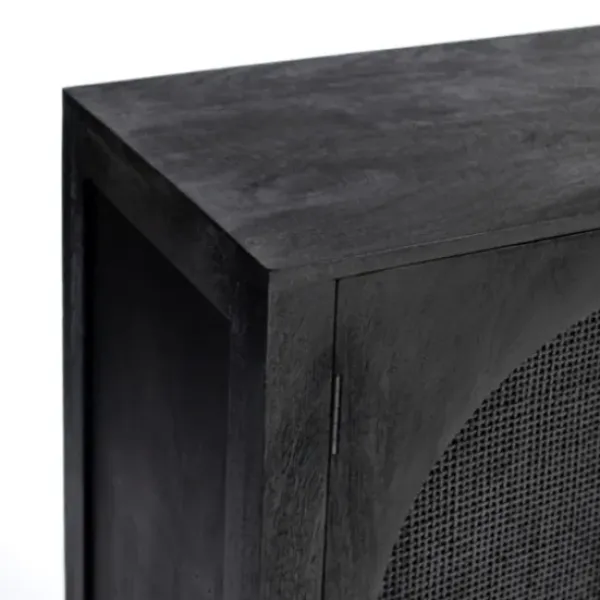 Cabinets & Sideboards-Kirkland's Home Arch Cane And Wood Cabinet Black
