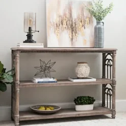 Entryway Furniture-Kirkland's Home Arch Sides Cathedral Console Table White