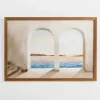 Framed Art-Kirkland's Home Arched Coastal Viewpoint Framed Art Print Tan/Blue
