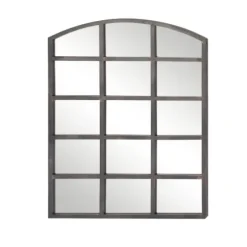 Decorative Mirrors-Kirkland's Home Arched Windowpane Wall Mirror Gray