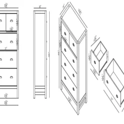 Dressers & Chests-Kirkland's Home Arden Wood 5-Drawer Chest Gray