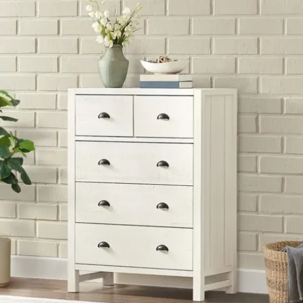 Dressers & Chests-Kirkland's Home Arden Wood 5-Drawer Chest White