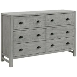 Dressers & Chests-Kirkland's Home Arden Wood 6-Drawer Dresser Gray