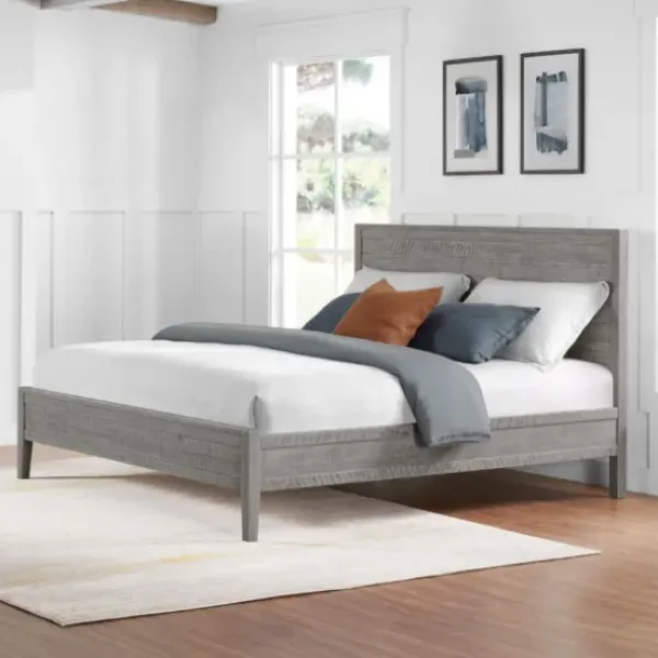 Beds & Headboards-Kirkland's Home Arden Wood Panel King Bed Gray