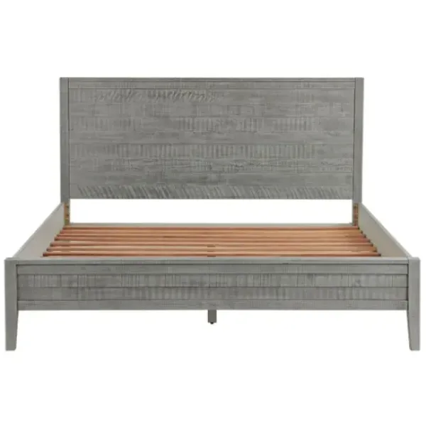 Beds & Headboards-Kirkland's Home Arden Wood Panel King Bed Gray
