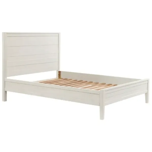 Beds & Headboards-Kirkland's Home Arden Wood Panel Queen Bed White