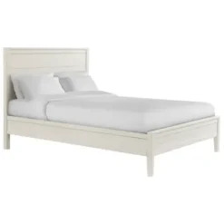 Beds & Headboards-Kirkland's Home Arden Wood Panel Queen Bed White