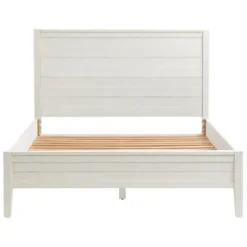 Beds & Headboards-Kirkland's Home Arden Wood Panel Queen Bed White
