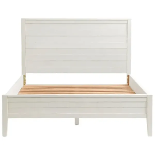 Beds & Headboards-Kirkland's Home Arden Wood Panel Queen Bed White
