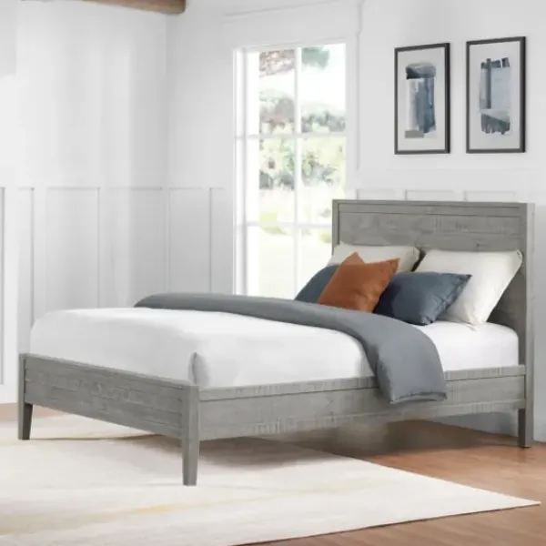 Beds & Headboards-Kirkland's Home Arden Wood Panel Queen Bed Gray