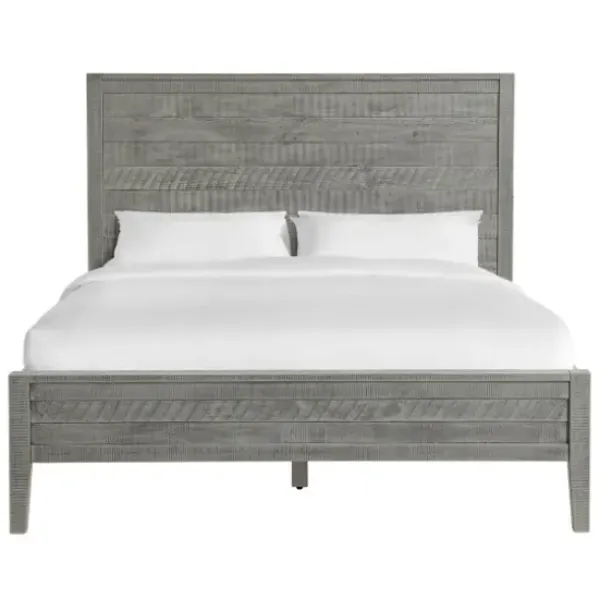 Beds & Headboards-Kirkland's Home Arden Wood Panel Queen Bed Gray